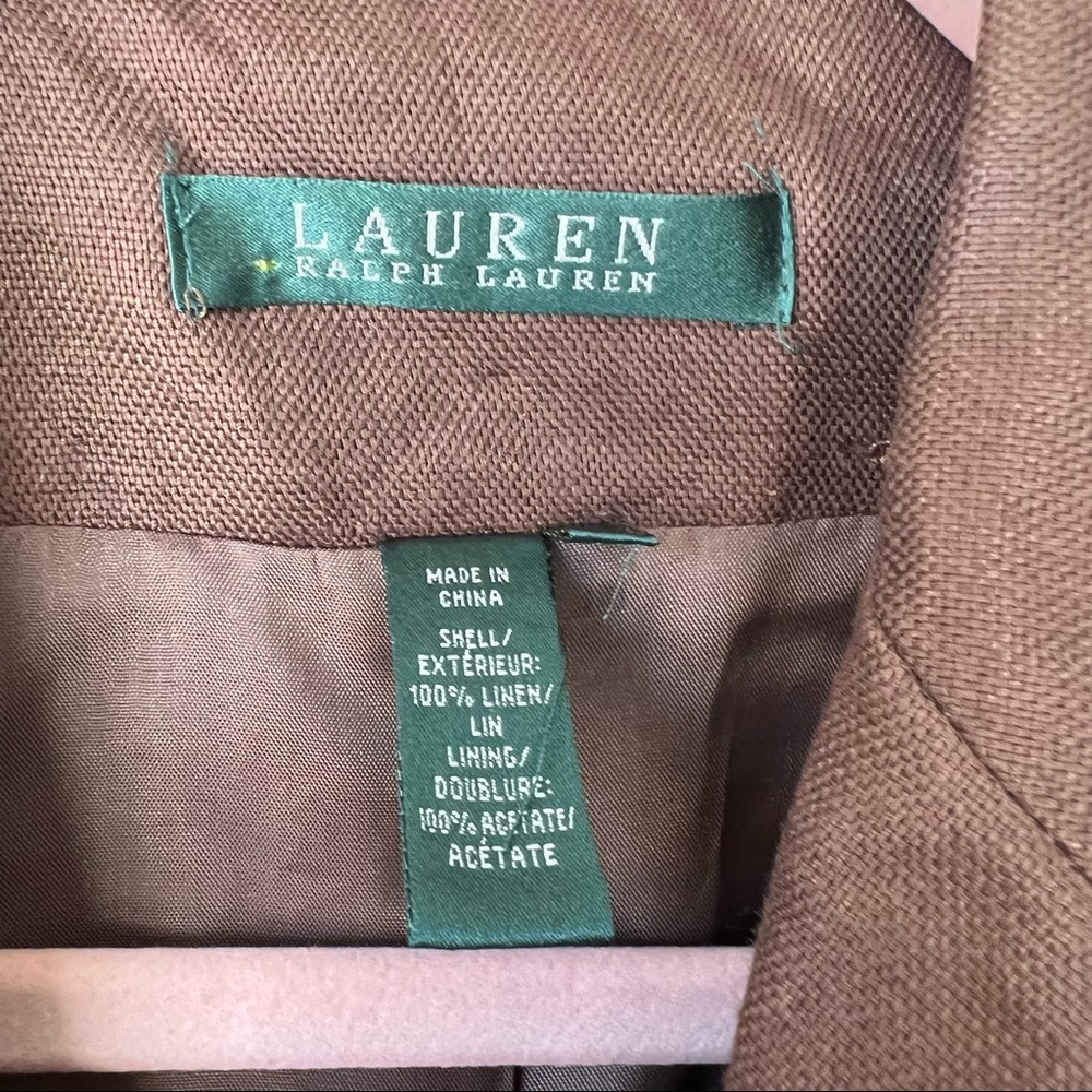 Lauren Ralph Lauren NWT Vintage Dead Stock Brown Linen Blazer Career Size 4 - Picture 2 of 5